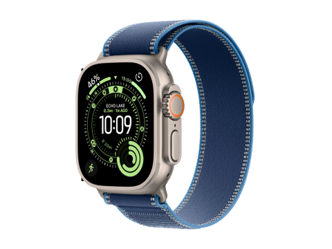 Apple Watch Ultra 3 GPS + Cellular 49mm Natural Titanium Case with Blue/Bright Blue Trail Loop - M/L,Model A3281