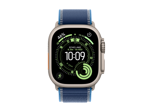 Apple Watch Ultra 3 GPS + Cellular 49mm Natural Titanium Case with Blue/Bright Blue Trail Loop - M/L,Model A3281