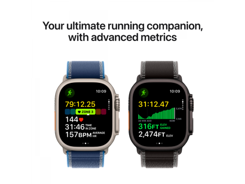 Apple Watch Ultra 3 GPS + Cellular 49mm Natural Titanium Case with Blue/Bright Blue Trail Loop - M/L,Model A3281
