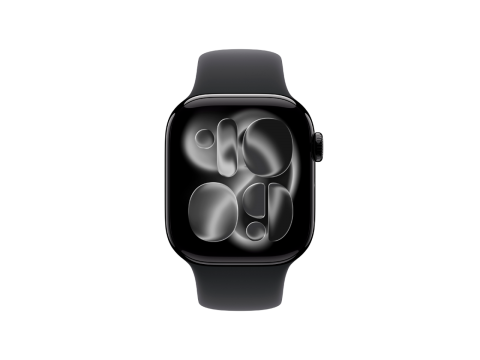 Apple Watch Series 11 GPS 42mm Jet Black Aluminium Case with Black Sport Band - S/M,Model A3331