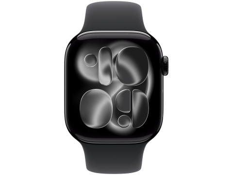 Apple Watch Series 11 GPS 42mm Jet Black Aluminium Case with Black Sport Band - S/M,Model A3331