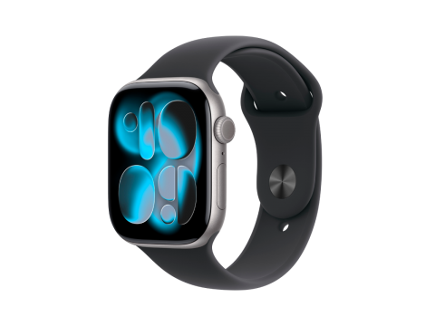 Apple Watch Series 11 GPS 46mm Space Grey Aluminium Case with Black Sport Band - M/L,Model A3333