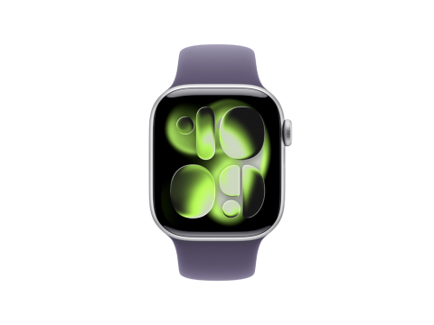 Apple Watch Series 11 GPS 42mm Silver Aluminium Case with Purple Fog Sport Band - S/M,Model A3331
