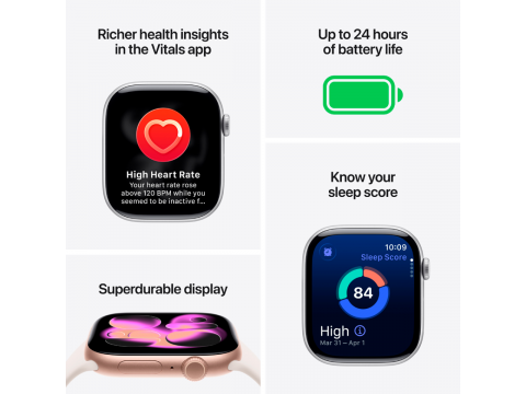 Apple Watch Series 11 GPS 42mm Silver Aluminium Case with Purple Fog Sport Band - S/M,Model A3331