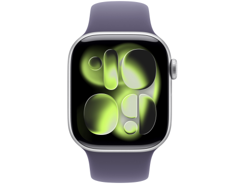 Apple Watch Series 11 GPS 42mm Silver Aluminium Case with Purple Fog Sport Band - S/M,Model A3331