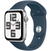 Apple Watch SE GPS 44mm Silver Aluminium Case with Storm Blue Sport Band - M/L,Model A2723