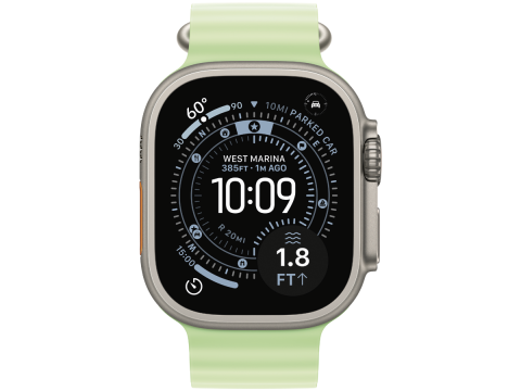 49mm Neon Green Ocean Band Extension - Natural Titanium Finish