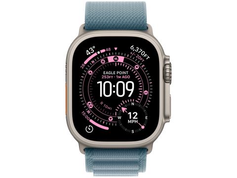 Apple Watch Ultra 3 GPS + Cellular 49mm Natural Titanium Case with Light Blue Alpine Loop - Small,Model A3281