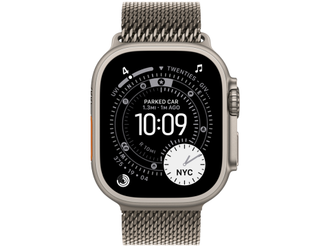 Apple Watch Ultra 3 GPS + Cellular 49mm Natural Titanium Case with Natural Titanium Milanese Loop - Small,Model A3281