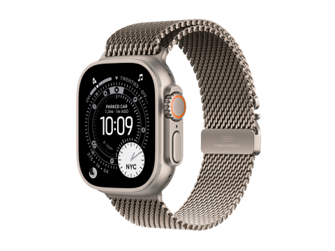 Apple Watch Ultra 3 GPS + Cellular 49mm Natural Titanium Case with Natural Titanium Milanese Loop - Small,Model A3281