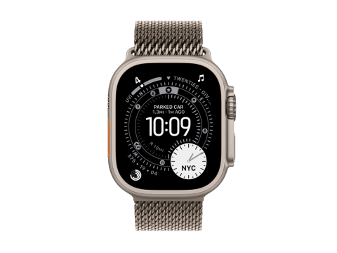 Apple Watch Ultra 3 GPS + Cellular 49mm Natural Titanium Case with Natural Titanium Milanese Loop - Small,Model A3281