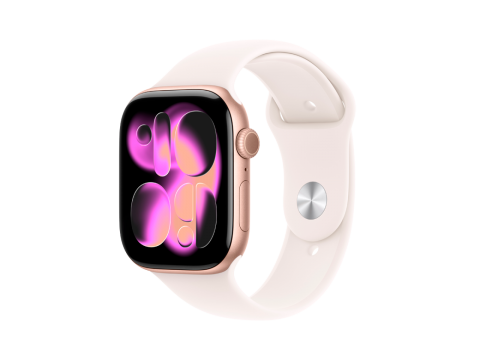 Apple Watch Series 11 GPS 46mm Rose Gold Aluminium Case with Light Blush Sport Band - S/M,Model A3333