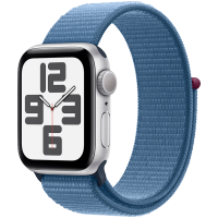 Apple Watch SE GPS 40mm Silver Aluminium Case with Winter Blue Sport Loop,Model A2722