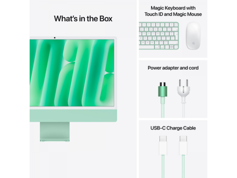 24-inch iMac with Retina 4.5K display: Apple M4 chip with 10‑core CPU and 10‑core GPU, 24GB, 512GB SSD - Green,Model A3137