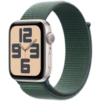 Apple Watch SE 2024 GPS 40mm Starlight Aluminium Case with Lake Green Sport Loop,Model A2722