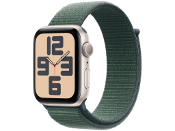 Apple Watch SE 2024 GPS 40mm Starlight Aluminium Case with Lake Green Sport Loop,Model A2722