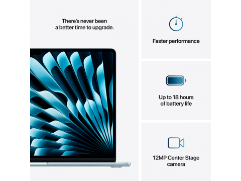 15-inch MacBook Air: Apple M4 chip with 10-core CPU and 10-core GPU, 16GB, 256GB SSD - Sky Blue,Model A3241