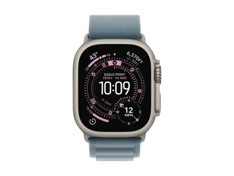 49mm Light Blue Alpine Loop - Medium - Natural Titanium Finish