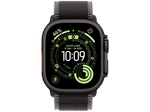 Apple Watch Ultra 3 GPS + Cellular 49mm Black Titanium Case with Black/Charcoal Trail Loop - M/L,Model A3281
