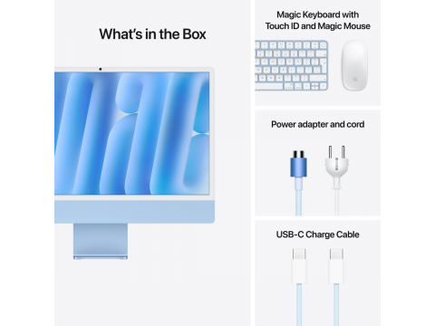 24-inch iMac with Retina 4.5K display: Apple M4 chip with 10‑core CPU and 10‑core GPU, 16GB, 512GB SSD - Blue,Model A3137