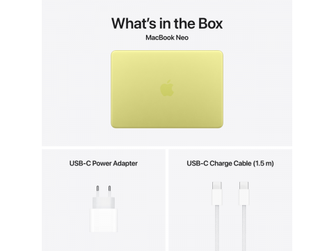 13-inch MacBook Neo: Apple A18 Pro chip with 6-core CPU and 5-core GPU, 8GB, 256GB SSD - Citrus,Model A3404