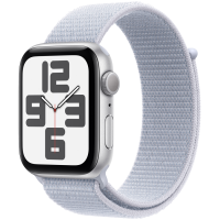 Apple Watch SE 2024 GPS 44mm Silver Aluminium Case with Blue Cloud Sport Loop,Model A2723