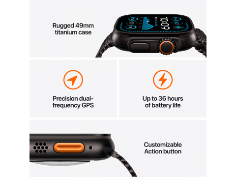 Apple Watch Ultra 2 2024 GPS + Cellular 49mm Natural Titanium Case with Blue Trail Loop - M/L,Model A2986