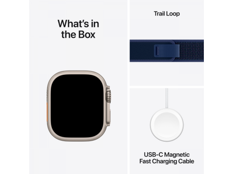Apple Watch Ultra 2 2024 GPS + Cellular 49mm Natural Titanium Case with Blue Trail Loop - M/L,Model A2986
