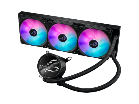 ASUS ROG Ryuo III 360 ARGB all-in-one liquid CPU cooler with Asetek 8th gen pump solution, Anime Matrix LED Display and 3x 120 mm ROG ARGB cooling fans