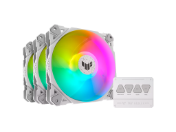 ASUS TUF Gaming TF120 ARGB White 3in1 - Triple Chassis Fan Kit with ARGB hub controller and PWM control delivers high performance and durability in a rainbow of color