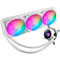 ASUS ROG Strix LC II 360 ARGB White Edition all-in-one liquid CPU cooler with Aura Sync and three ROG 120 mm addressable RGB radiator fans