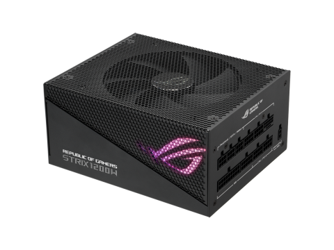 ASUS ROG Strix 1200W Gold Aura Edition PSU, ATX 3.0 compatible, PCIe Gen 5.0 ready, Fully modular, 80 Plus Gold, Lambda A++, Aluminum case, ROG heatsinks, Axial-tech fan design, Dual ball fan bearings, 0dB Technology, Aura Sync, 10-year warranty