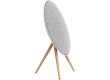 Beosound A9 5th Gen Speaker Natural Alu (Back Grey Mist/Cover Kvadrat Light Grey/Legs Oak)