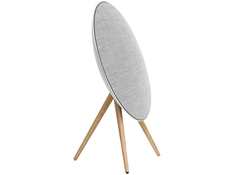 Beosound A9 5th Gen Speaker Natural Alu (Back Grey Mist/Cover Kvadrat Light Grey/Legs Oak)