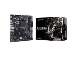 BIOSTAR MB AM4 A520 2-DIMM DDR4 4 x SATA III 1 x M.2 1 x DP Port 1 x HDMI Port 1 x LAN port 	Micro ATX