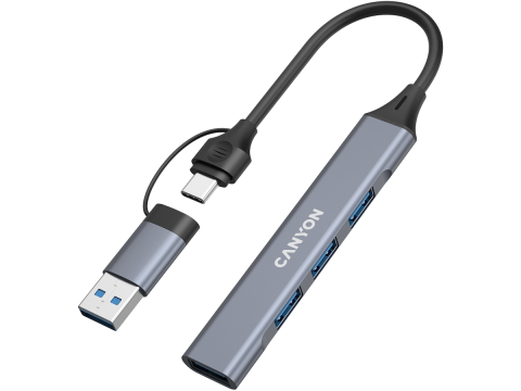 CANYON hub DS-02 4in1 USB-A/C Grey