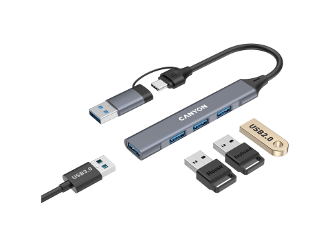 CANYON hub DS-02 4in1 USB-A/C Grey