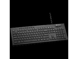 CANYON HKB-2, Multimedia wired keyboard, 104 keys, slim and brushed finish design, white backlight, chocolate key caps, RU layout (black), cable length 1.5m, 450*154*22.3mm, 0.53kg