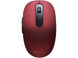 CANYON MW-9 2 in 1 Wireless optical mouse with 6 buttons, DPI 800/1000/1200/1500, 2 mode(BT/ 2.4GHz), Battery AA*1pcs, Red, silent switch for right/left keys, 65.4*112.25*32.3mm, 0.092kg