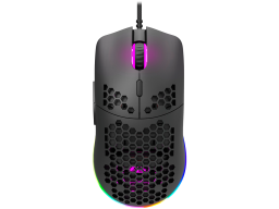 CANYON Puncher GM-11, Gaming Mouse with 7 programmable buttons, Pixart 3519 optical sensor, 4 levels of DPI and up to 4200, 5 million times key life, 1.65m Ultraweave cable, UPE feet and colorful RGB lights, Black, size:128.5x67x37.5mm, 105g