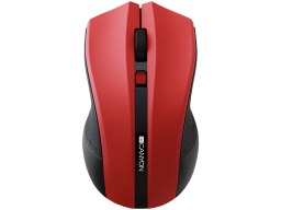 CANYON MW-5, 2.4GHz wireless Optical Mouse with 4 buttons, DPI 800/1200/1600, Red, 122*69*40mm, 0.067kg