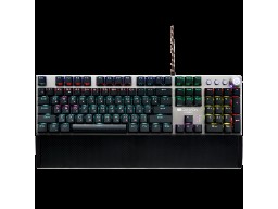 CANYON Nightfall GK-7, Wired Gaming Keyboard,Black 104 mechanical switches,60 million times key life, 22 types of lights,Removable magnetic wrist rest,4 Multifunctional control knobs,Trigger actuation 1.5mm,1.6m Braided cable,RU layout,dark grey, size:435