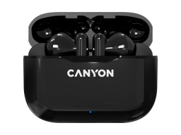 CANYON TWS-3, Bluetooth headset, with microphone, BT V5.0, Bluetrum AB5376A2, battery EarBud 40mAh*2+Charging Case 300mAh, cable length 0.3m, 62*22*46mm, 0.046kg, Black