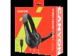 CANYON CHSU-1, basic PC headset with microphone, USB plug, leather pads, Flat cable length 2.0m, 160*60*160mm, 0.13kg, Black;