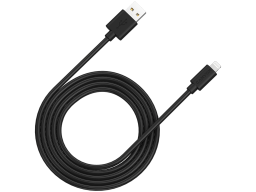 CANYON MFI-12, Lightning USB Cable for Apple (C48), round, PVC, 2M, OD:4.0mm, Power+signal wire: 21AWG*2C+28AWG*2C,  Data transfer speed:26MB/s, Black.  With shield , with CANYON logo and CANYON package.  Certification: ROHS, MFI.