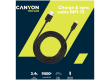 CANYON MFI-12, Lightning USB Cable for Apple (C48), round, PVC, 2M, OD:4.0mm, Power+signal wire: 21AWG*2C+28AWG*2C,  Data transfer speed:26MB/s, Black.  With shield , with CANYON logo and CANYON package.  Certification: ROHS, MFI.