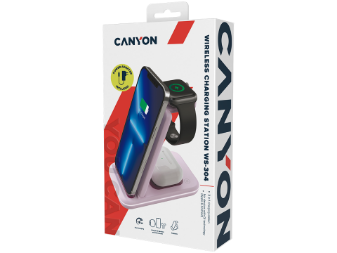 CANYON wireless charger WS-304 15W 3in1 Iced Pink