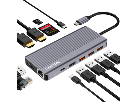 CANYON hub DS-16 13in1 4k USB-C Grey