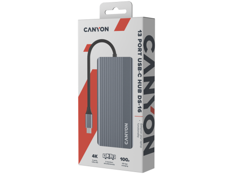 CANYON hub DS-16 13in1 4k USB-C Grey