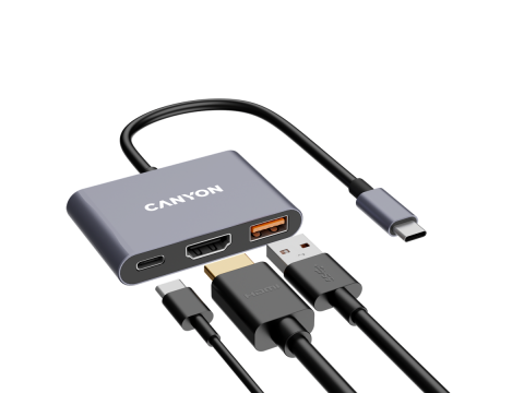 CANYON hub DS-4 3in1 USB-C Grey